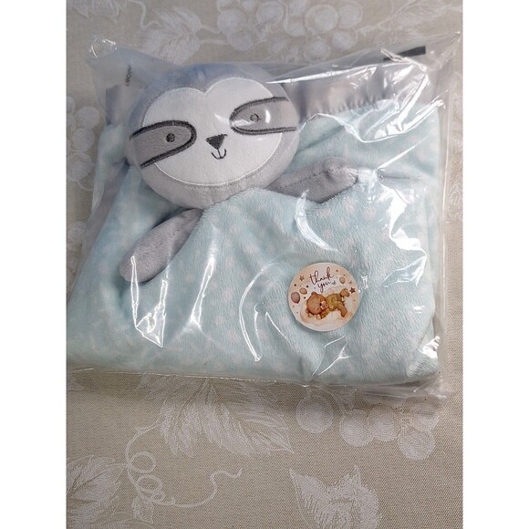 Lullaby Lane Pastel Plush SLOTH Lovey Security Blanket Satin Trim 24"ish Toy - Picture 9 of 9